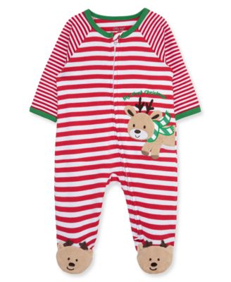 Little Me Baby Boys' Reindeer Stripe Footed Coveralls