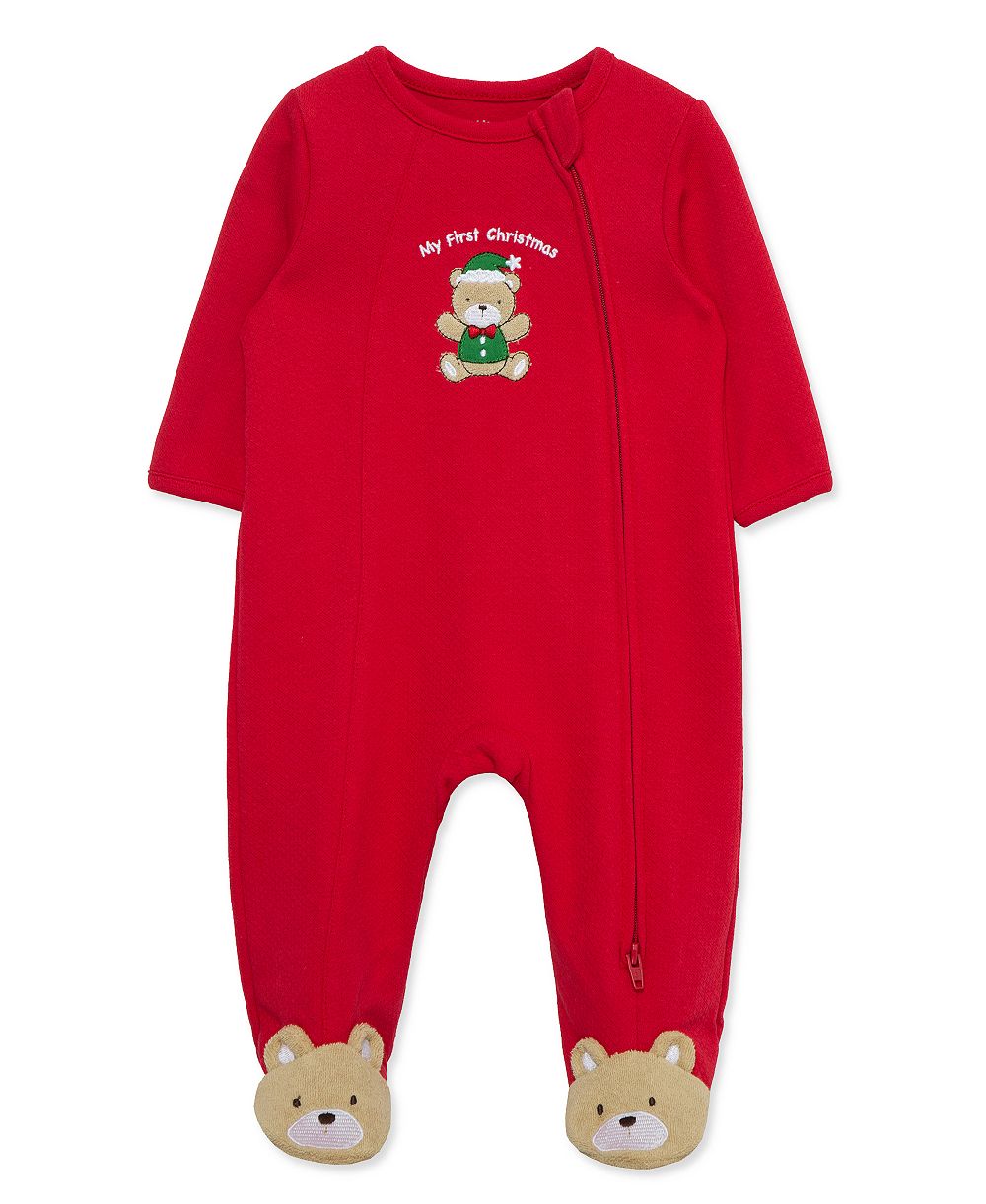 Little Me Baby Boys' Holiday Bear Graphic Footed Coveralls