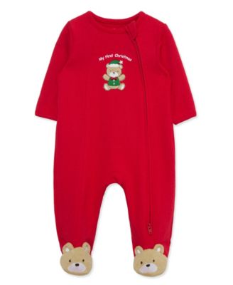 Little Me Baby Boys' Holiday Bear Graphic Footed Coveralls