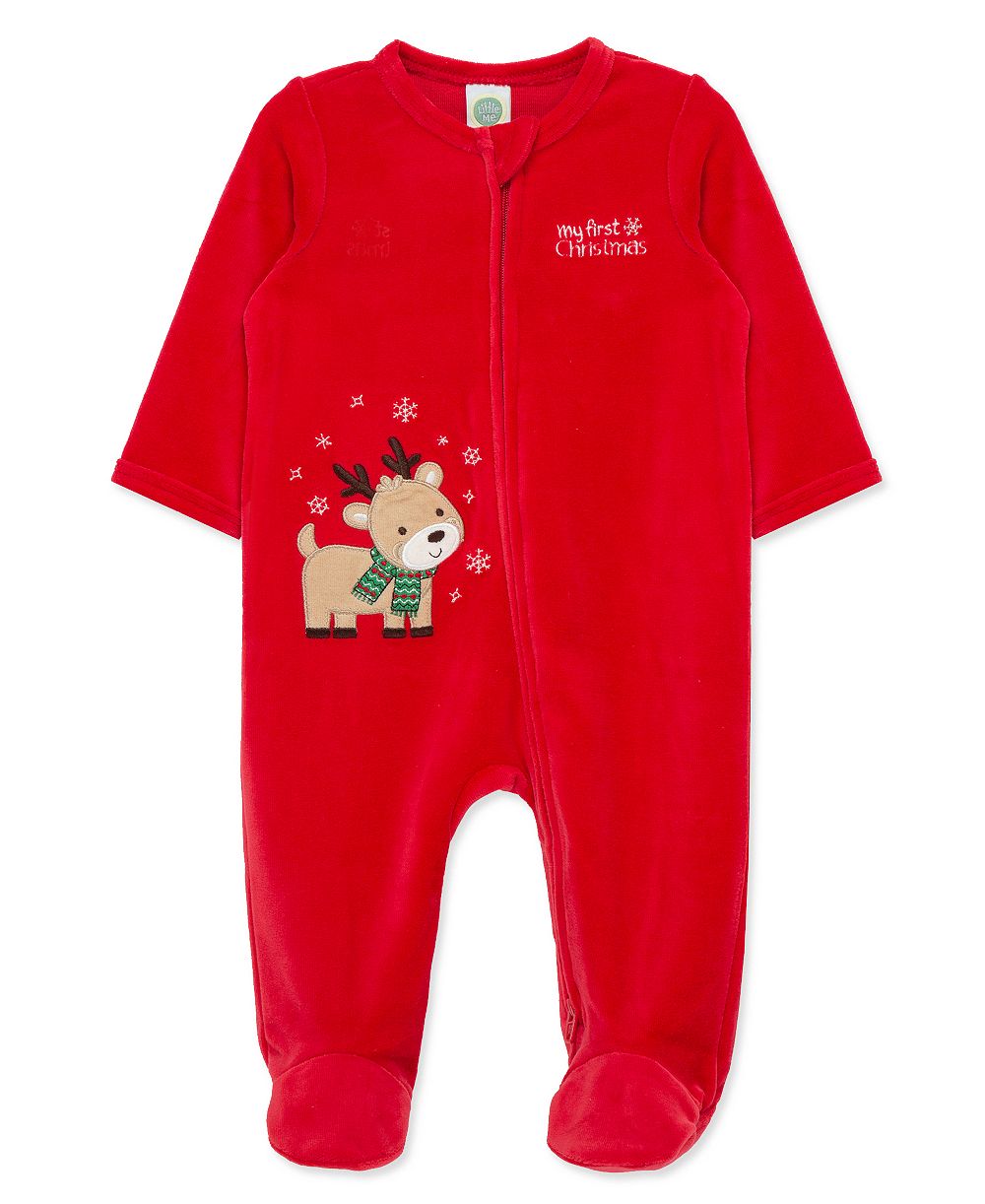 Little Me комбинезон с длинным рукавом и лапками из велюра с оленями для мальчиков