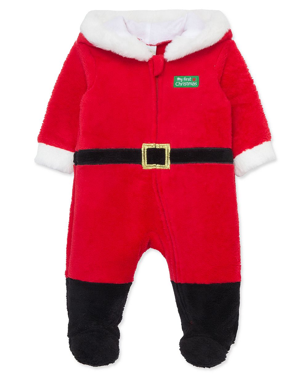 Little Me Детский комбинезон с капюшоном и манжетами на ногах из велюра Santa Minky для мальчиков