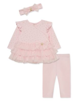 Комплект Little Me Baby Girls' Dot Shine Tutu Top, Leggings and Headband, 3-Piece Set