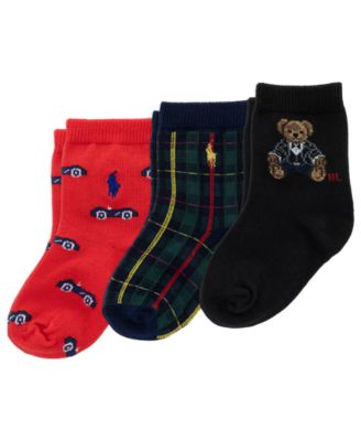 Polo Ralph Lauren детские носки-следки из хлопковой смеси с медведем Polo для мальчиков, 3 шт.