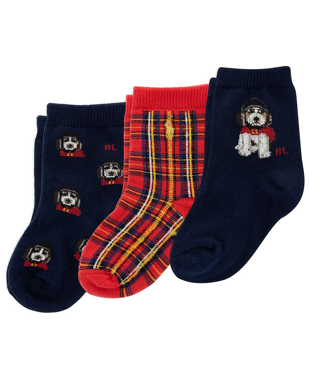 Носки Polo Ralph Lauren с клеткой для малышей, 3 пары