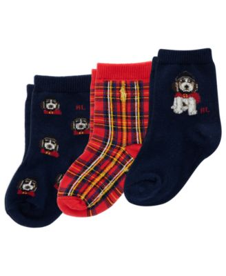 Носки Polo Ralph Lauren с клеткой для малышей, 3 пары