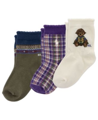 Детские носки Polo Ralph Lauren Polo Bear Plaid Fair Isle Crew, 3-Pack