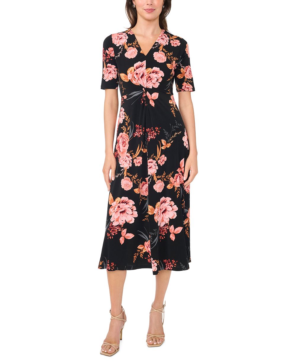 Женское платье MSK Women's V-Neck Twist Front Midi