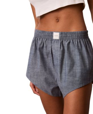 Calvin Klein Women's High-Rise Pull-On Chambray Shorts, 3" Inseam