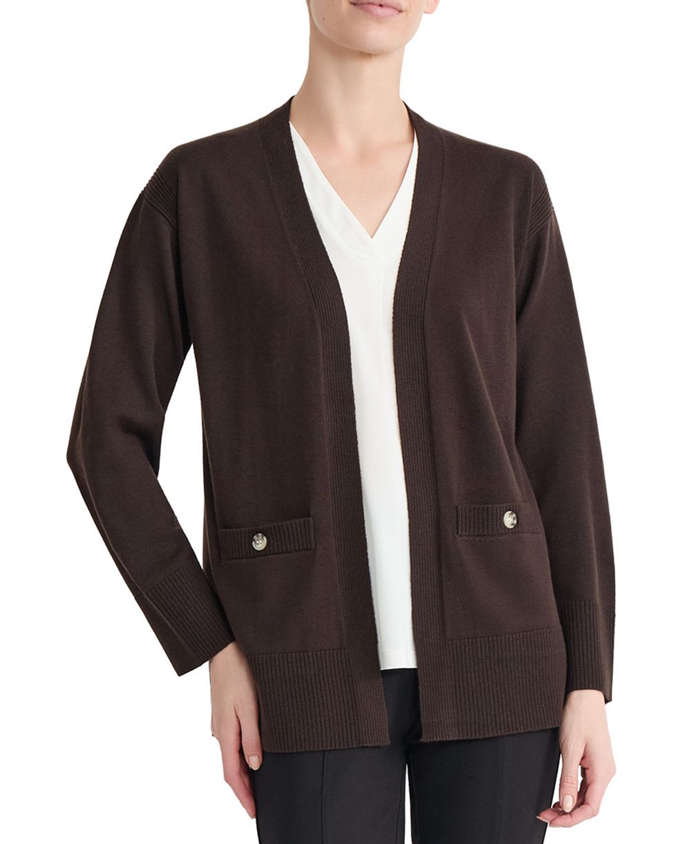 Jones New York Women's Kissing Front Long-Sleeve Side-Slit Cardigan