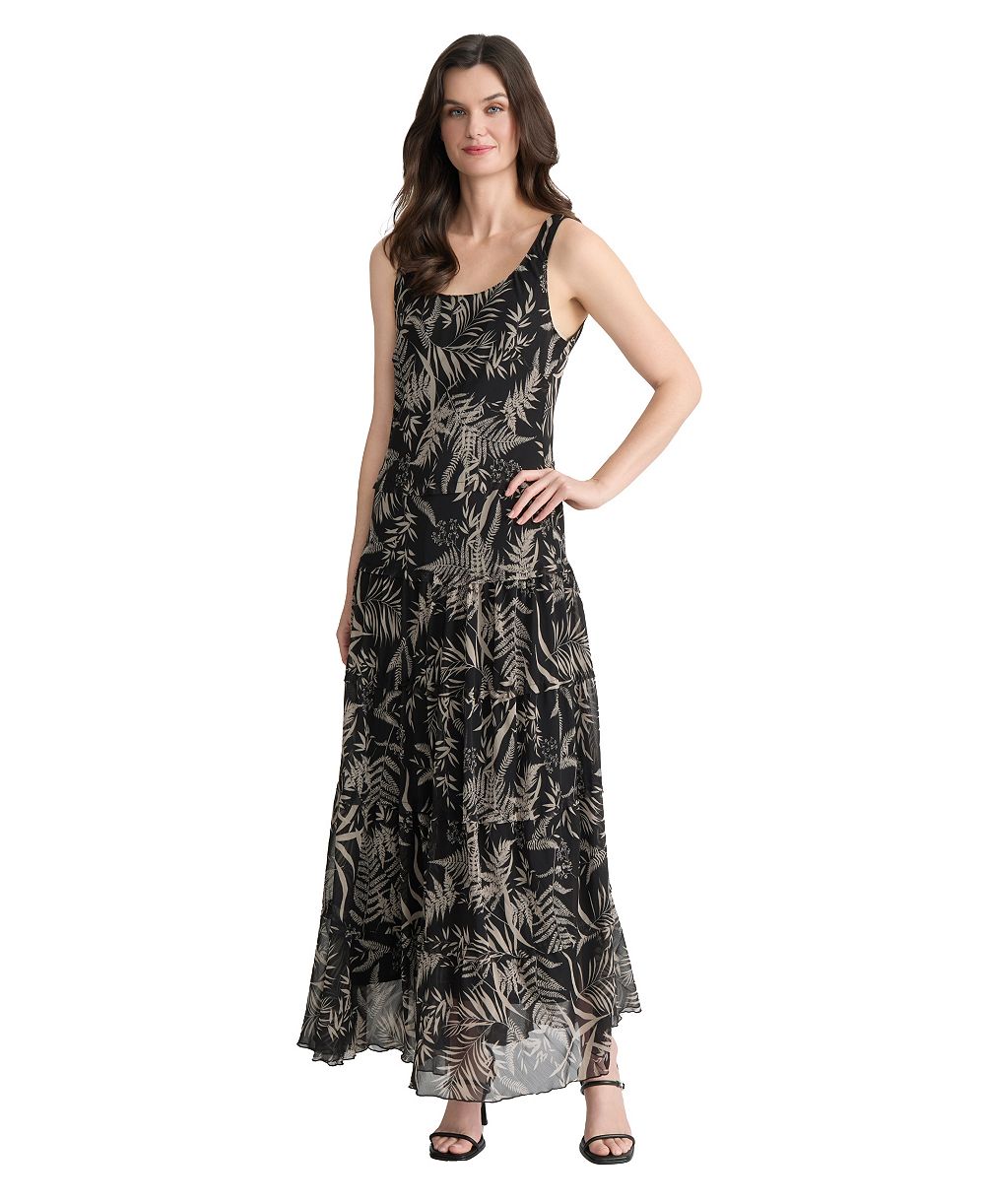Женское платье Jones New York Tiered Tropical-Print Maxi