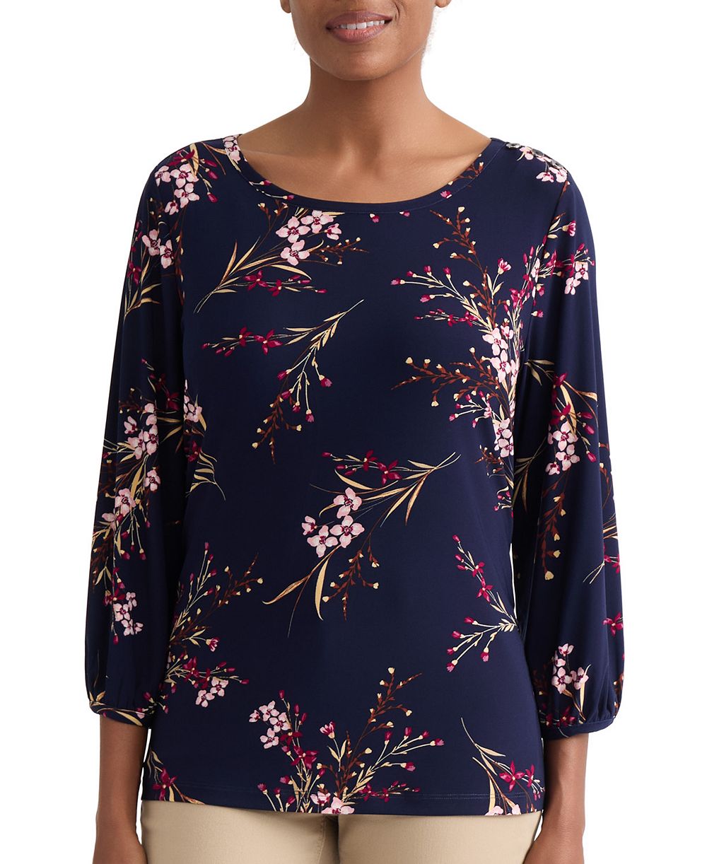 Женская блузка Jones New York Floral Shoulder-Button Box Top