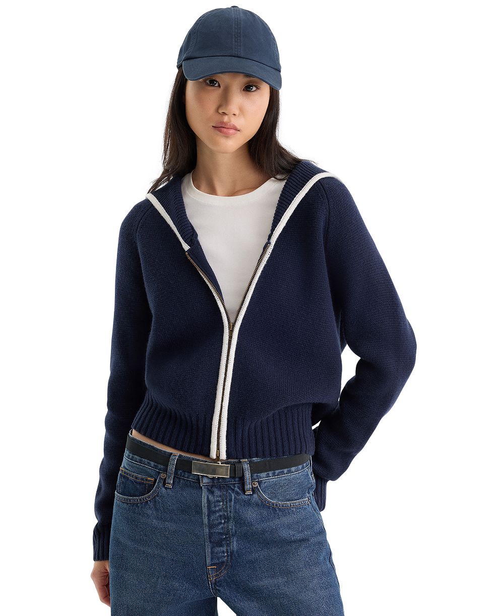 Good American Женский вязаный джемпер Sailor Zip-Up