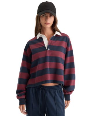 Good American Women's Cropped Rugby Polo T-Shirt