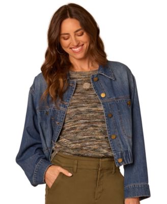 Democracy Women's Petite Denim Bubble-Hem Jacket