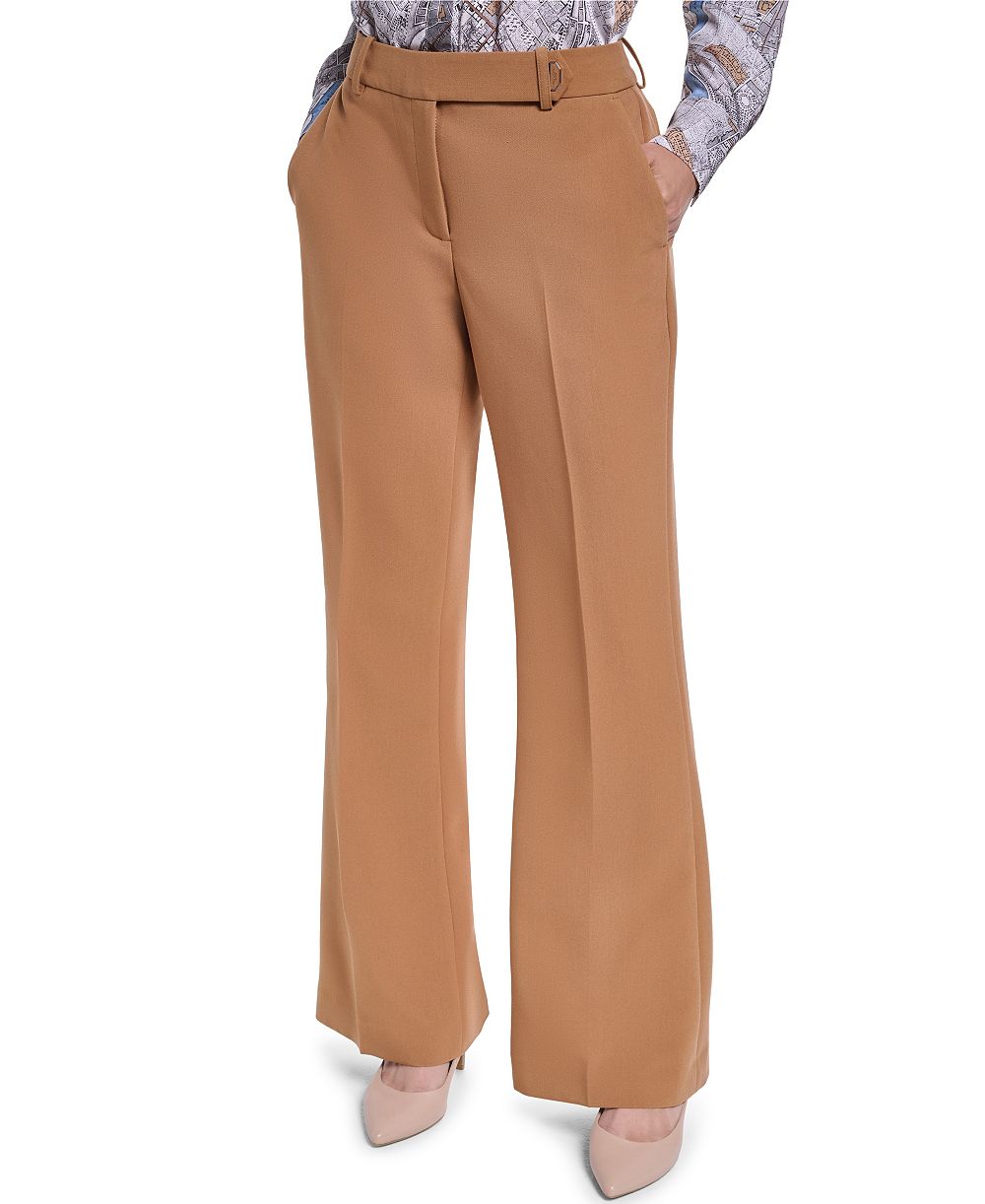 KARL LAGERFELD PARIS Women's Mid-Rise Wide-Leg Pants