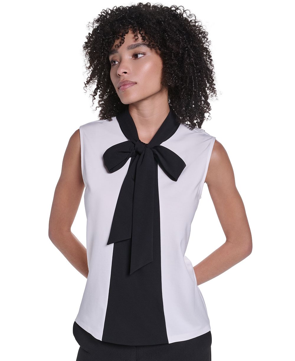 KARL LAGERFELD PARIS Women's Mock Neck Keyhole Blouse