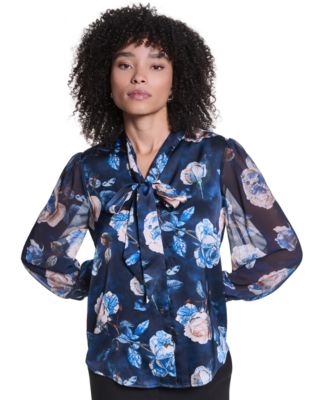 KARL LAGERFELD PARIS Women's Long-Sleeve Blouse