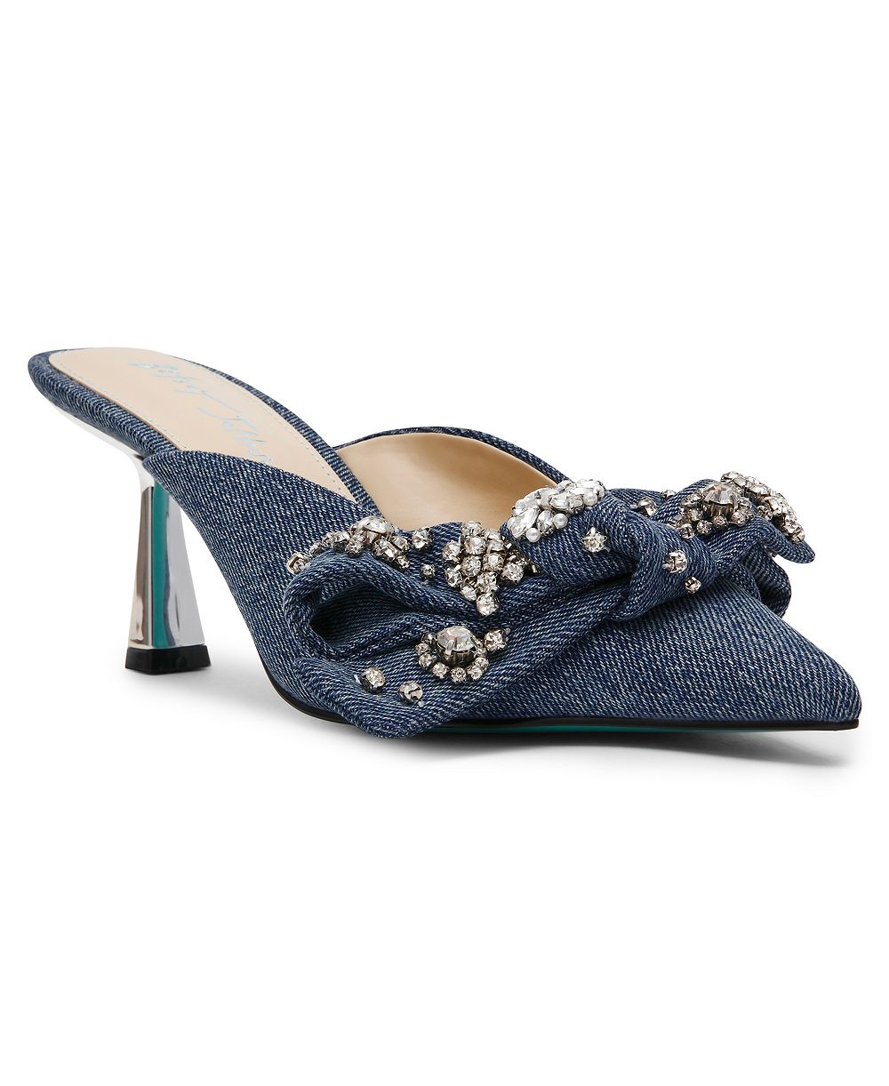 Betsey Johnson женские туфли-мули с острым носком, джинсовой отделкой и бантом Kena