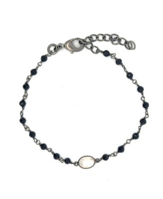 Adornia Fine Moonstone and Black Spinel Rosary Bracelet
