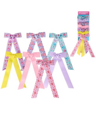 Hello Kitty and Friends Long Hair Bows 7-Piece Set Official License, Sanrio Hair Accessories with Kuromi and My Melody