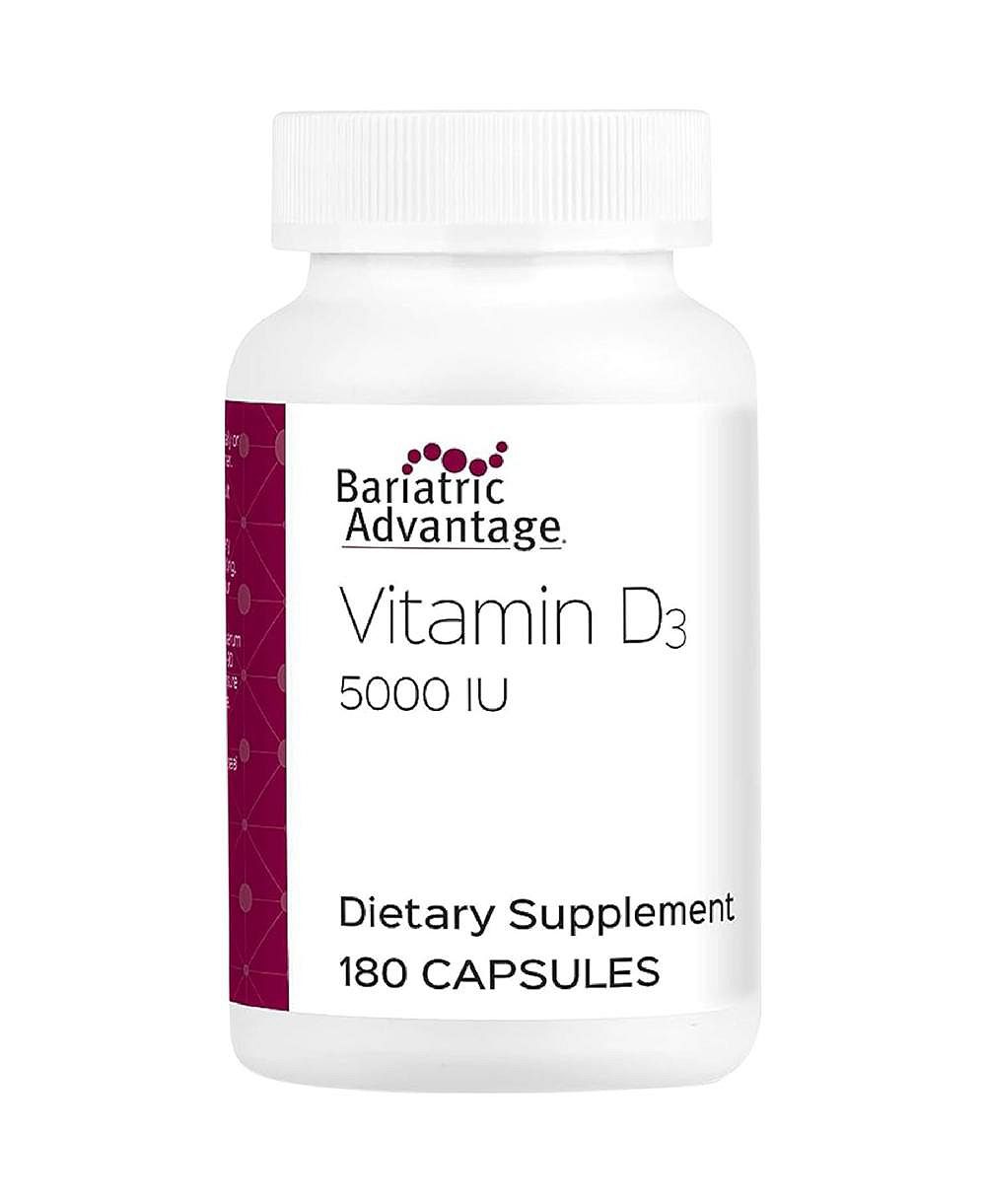 Витамин D3 Bariatric Advantage 5,000 IU - Капсулы Bariatric Vitamin D - Водорастворимые - Для укрепления костей - Легко проглатываемые капсулы - 180 шт