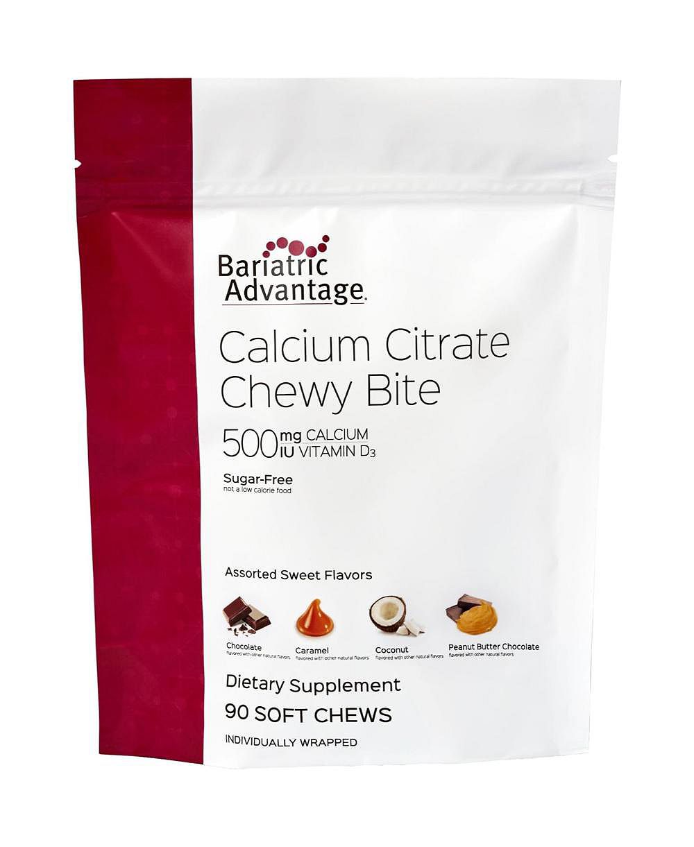 Bariatric Advantage Calcium Citrate Chewy Bites 500 mg - Высокоусвояемая и легкоперевариваемая добавка кальция с витамином D3 - 90 шт.