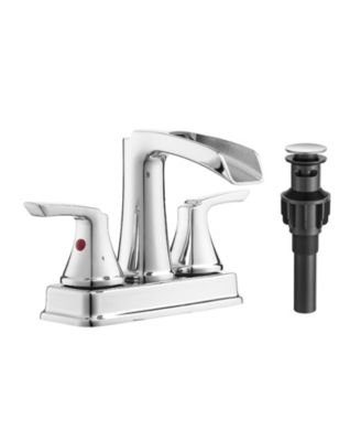 Смеситель для ванной BUSDAYS с 2 ручками, хром, водопад, 4 Inch Centerset, поворотный излив 360 градусов для 3-отверстной мойки с донным клапаном