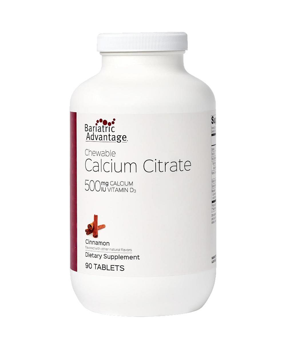 Bariatric Advantage Calcium Citrate Chewable 500mg с витамином D3 для пациентов после бариатрической операции, вкус корицы, 90 шт