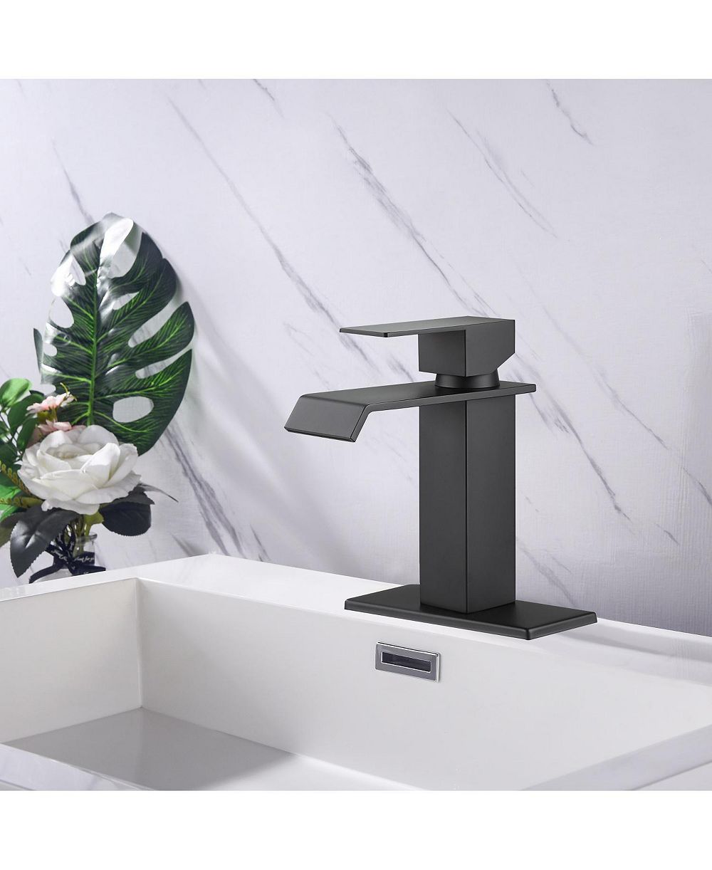 BUSDAYS Single Handle Waterfall Spout Bathroom Faucet for Vanity Sink