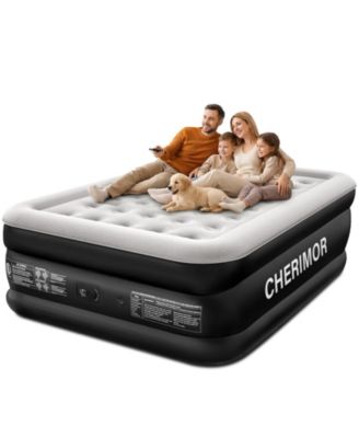 Cherimor 18" Queen Air Mattress with Built-in Pump, 800-lb Capacity, Fast Inflation Guest Bed, Honeycomb Support