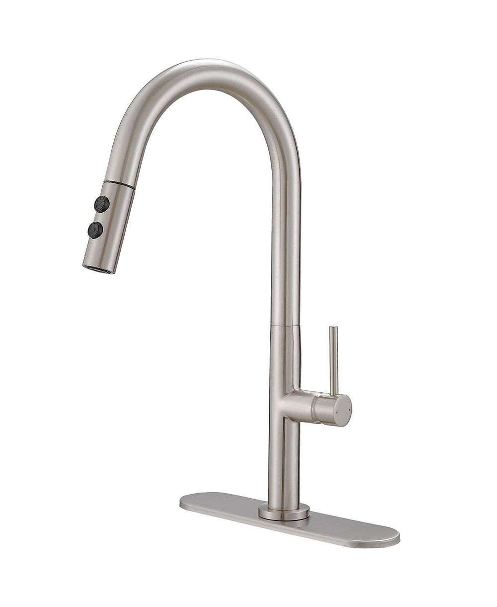 Кухонный смеситель PHYING Brushed Nickel Single Handle High Arc Pull Down Sprayer Modern Stainless Steel Water Tap