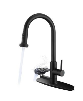 PHYING 3 in 1 Kitchen Faucet With Press Type Glass Rinser High Arc Pull Down Sprayer Faucet 3 Function Spray Mode Modern Single Handle Sink Faucet