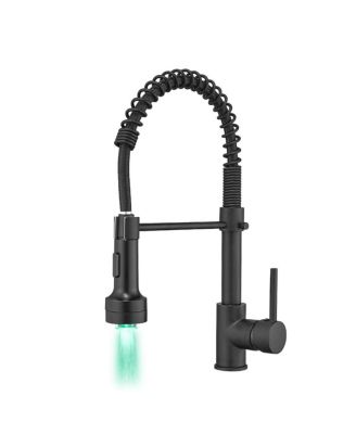 PHYING LED Commercial Kitchen Faucet Single Handle Single Lever Pull Down Sprayer 360 Rotatable High Arch Gooseneck Sink Faucet