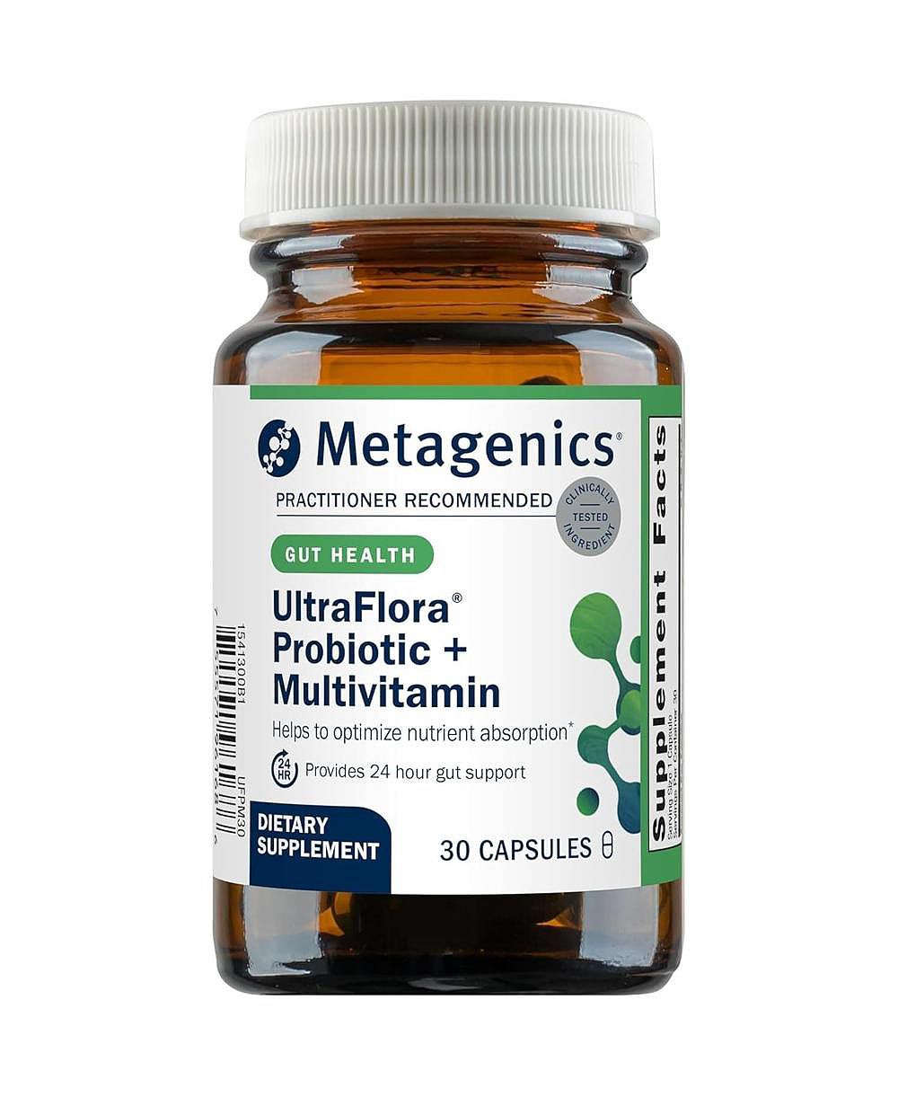 Metagenics UltraFlora Probiotic + Multivitamin, комплекс для здоровья кишечника и пищеварения, 30 капсул