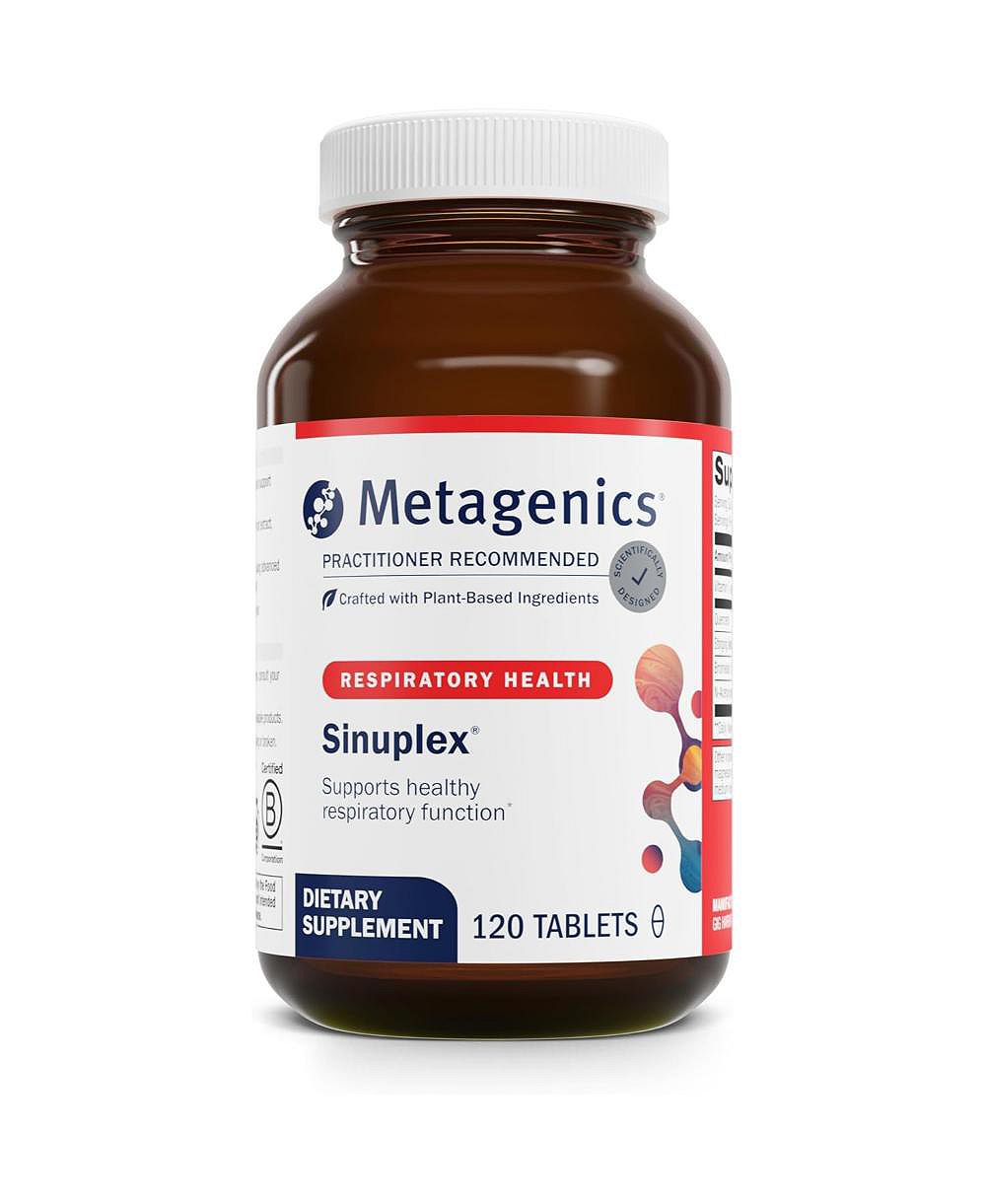 Metagenics Sinuplex Поддержка дыхания и иммунитета с витамином C, Quercetin, Stinging Nettle, N Acetylcysteine и Bromelain 120 таблеток