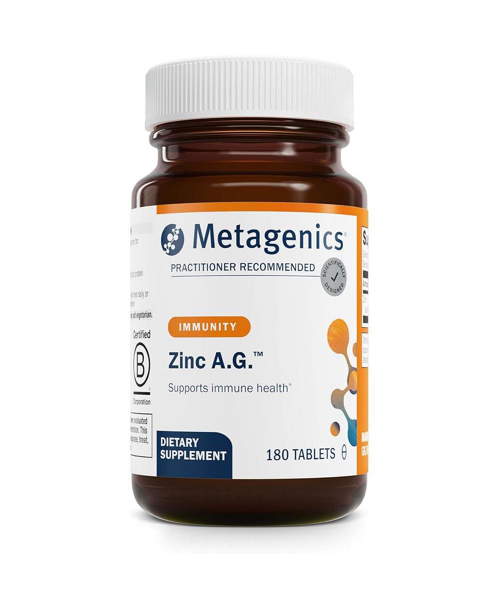Metagenics Цинк Metagenics Zinc A.G. Highly Absorbable Zinc with Arginine and Glycine Chelates Supports Immune Function, Bone Health, Skin and Energy 180 Tablets