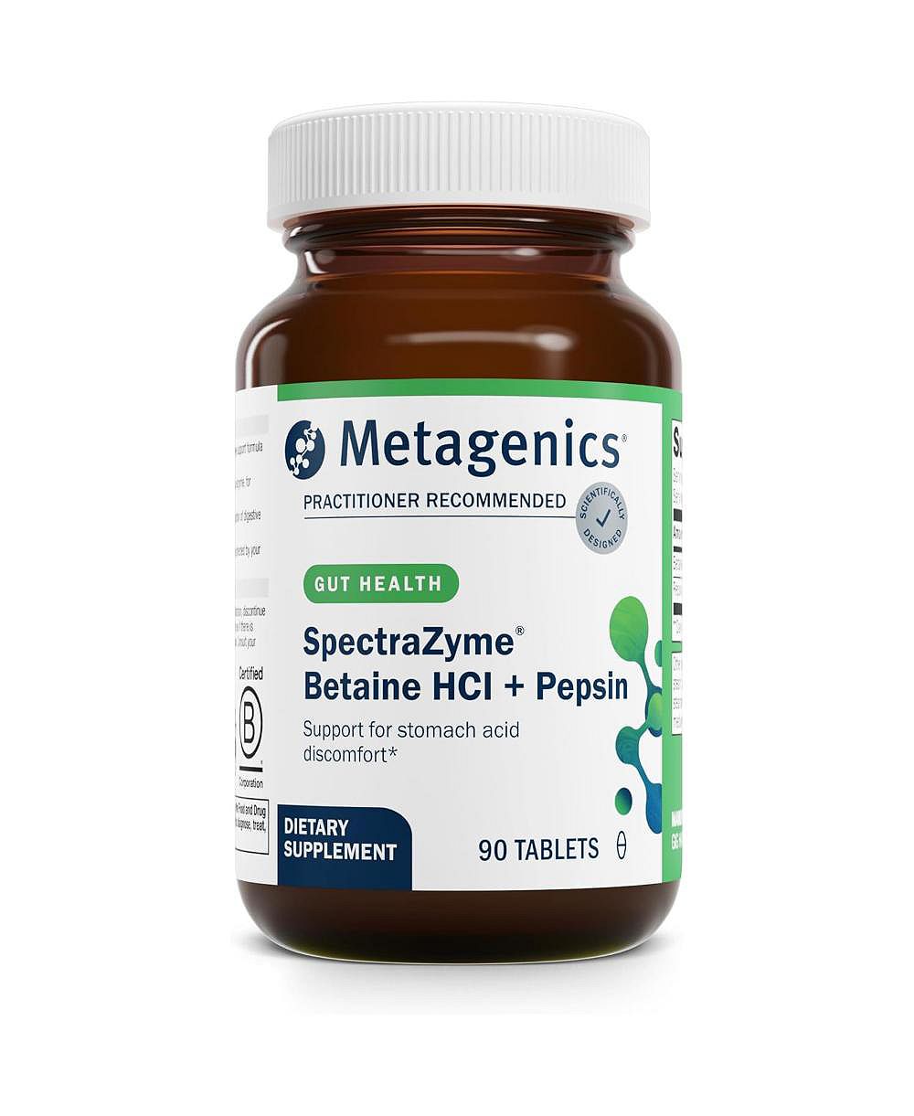 Metagenics SpectraZyme Betaine HCl with Pepsin - Digestive Support for Protein Breakdown and Nutrient Absorption - Betaine Hydrochloride - 90 Tablets