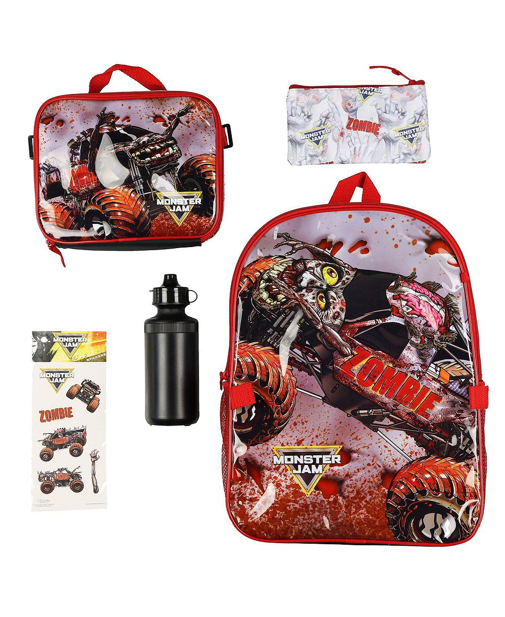 Monster Jam Zombie набор из 5 рюкзаков размером 16 дюймов с отсоединяющимся обеденным контейнером