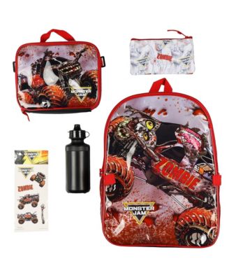 Monster Jam Zombie набор из 5 рюкзаков размером 16 дюймов с отсоединяющимся обеденным контейнером