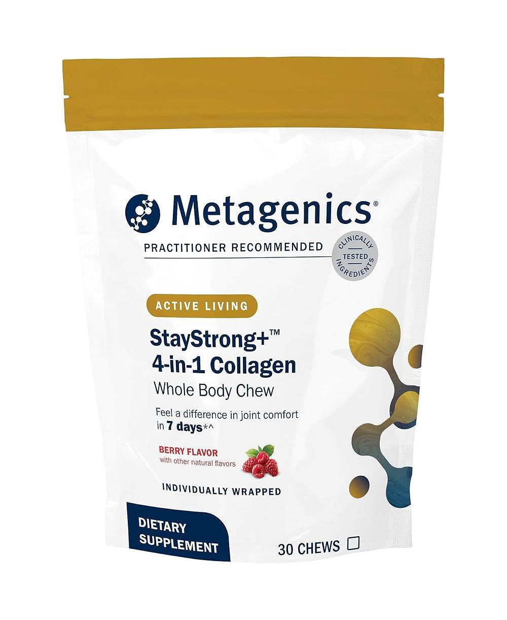 Metagenics StayStrong Plus 4 in 1 коллаген для суставов, кожи и ногтей, со вкусом ягоды, 30 жевательных таблеток