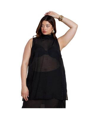 Женская туника ELOQUII Sheer Neck-Tie