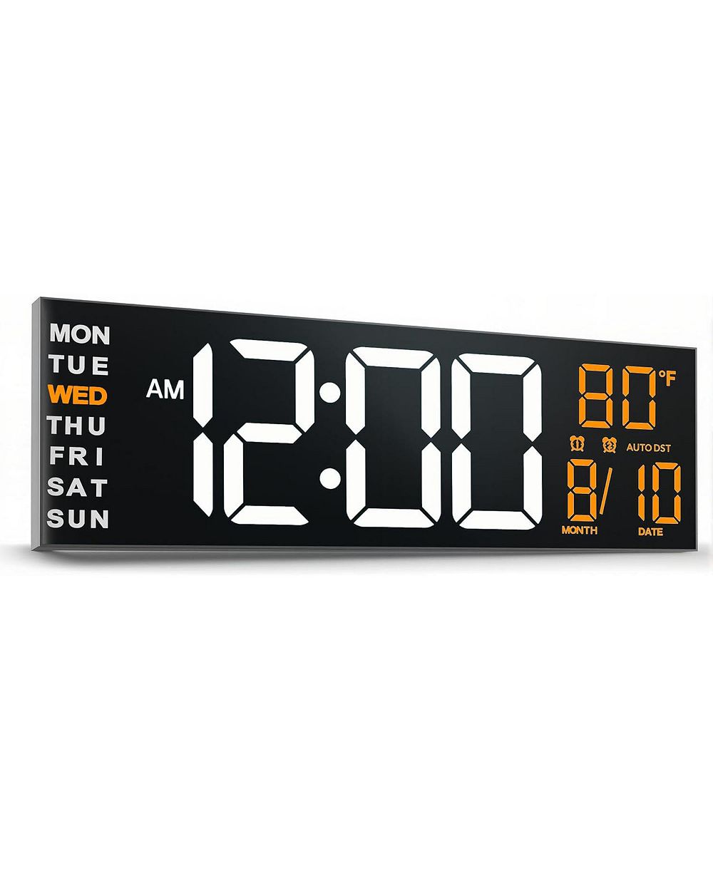 JALL 13 Inch Large Digital Wall Clock с LED Countdown Timer Alarm Auto DST Temperature Night Light Wall or Desktop