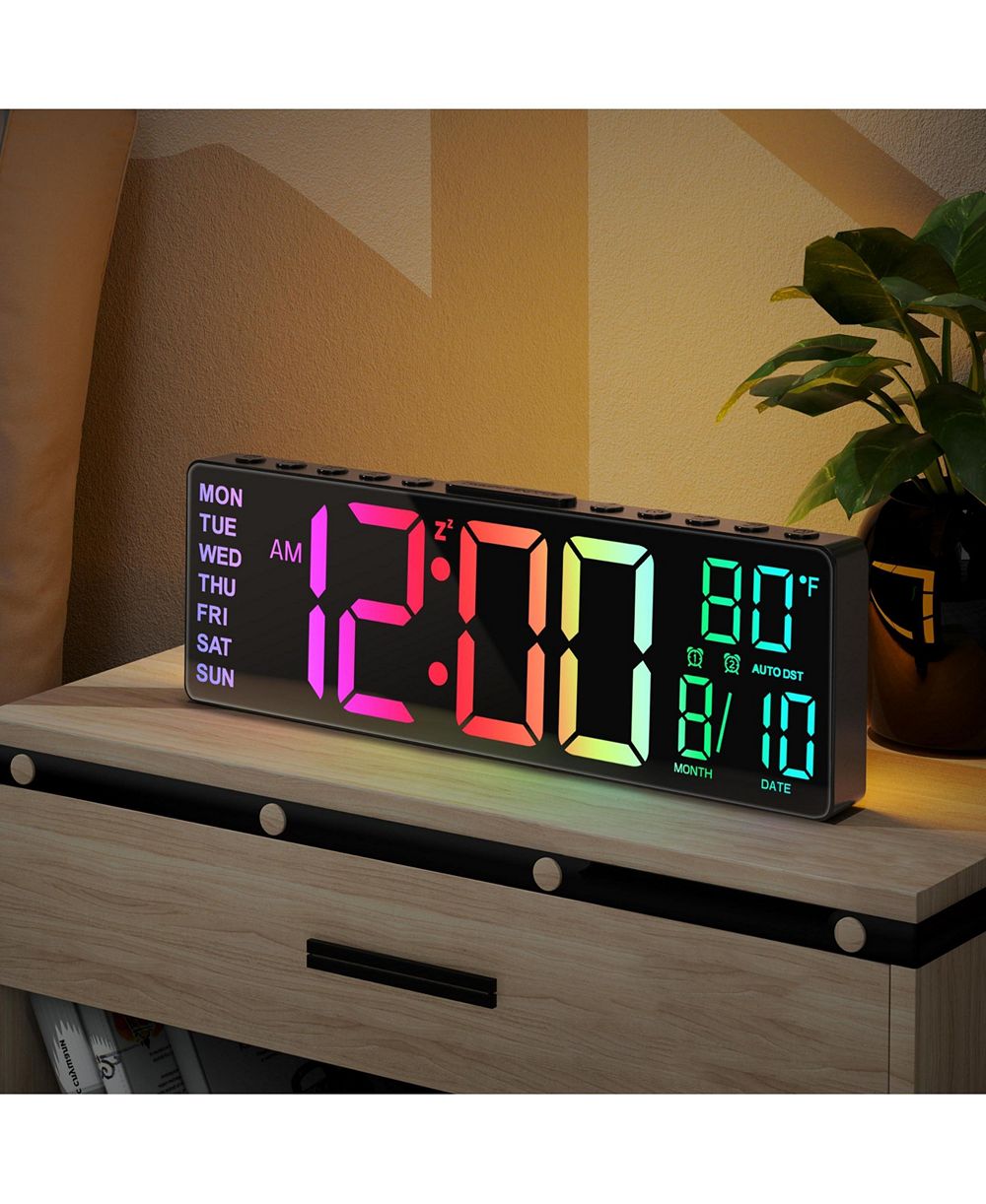 JALL PH-03 10.5" 8 RGB Colors Night Light Date and Month Display Alarm Clock