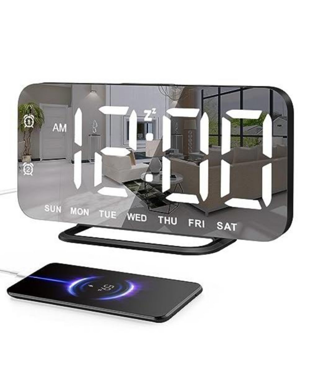 Будильник JALL Slim Mirror с дисплеем и USB-зарядкой