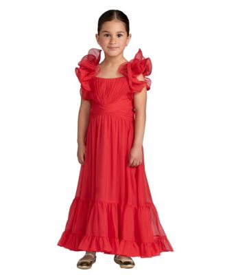 Mac Duggal Big Girls 2-14 Children's Ruffle Shoulder Chiffon Gown