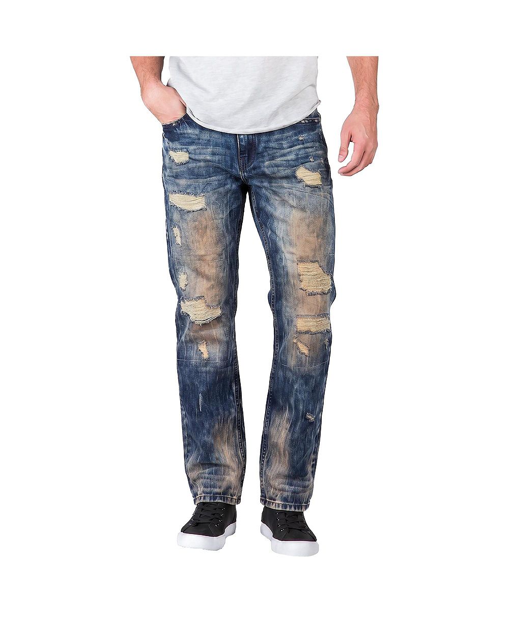 Level 7 Men's Relaxed Straight Fashion Washed Jeans