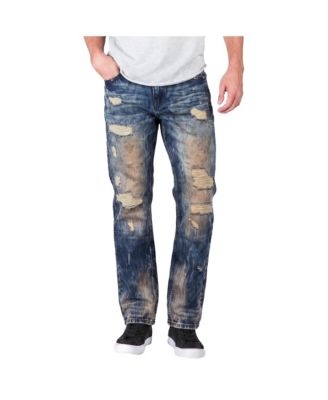 Level 7 Men's Relaxed Straight Fashion Washed Jeans