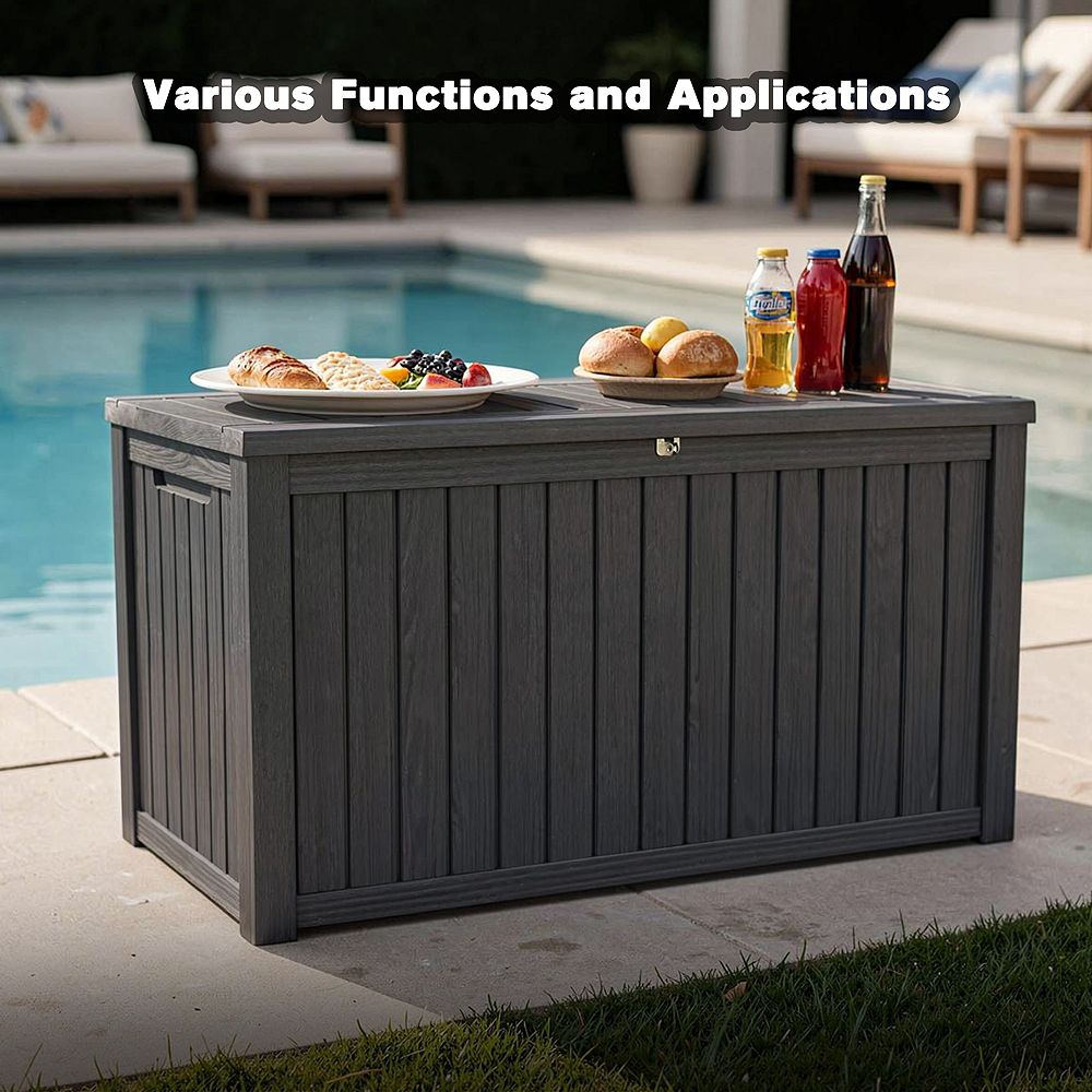 ZENY  180 Gallon Large Outdoor Storage Box: Waterproof Resin, Lockable, Black
