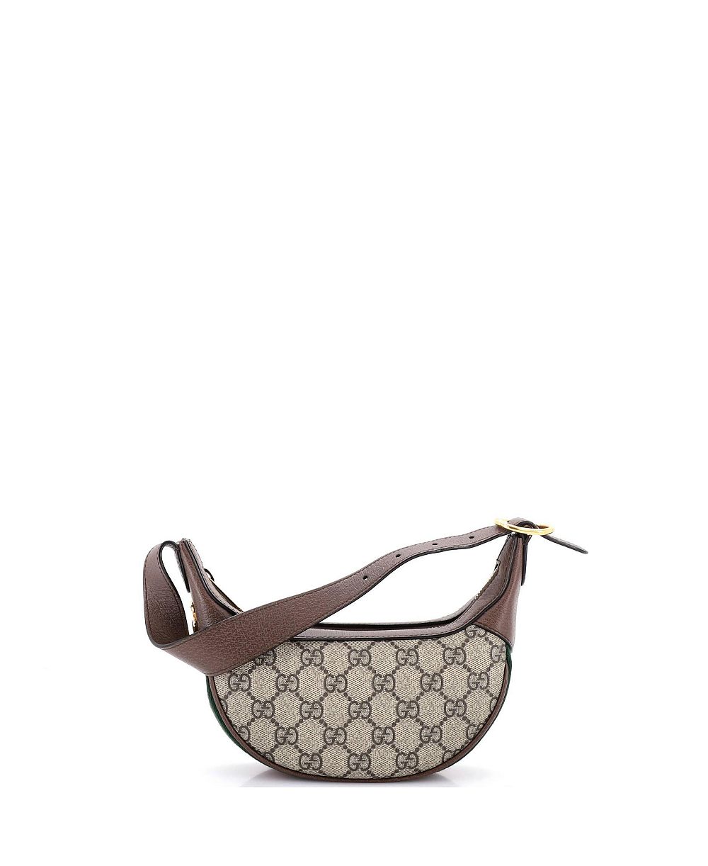 Мини-сумка Gucci Mini Ophidia Half Moon, полотно GG Coated Canvas, б/у