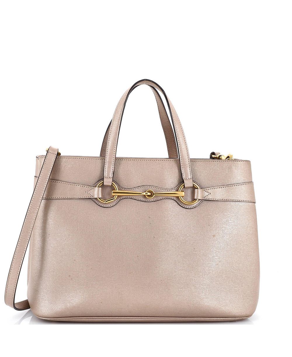 Pre-Owned Gucci Medium Bright Bit Convertible Tote Leather